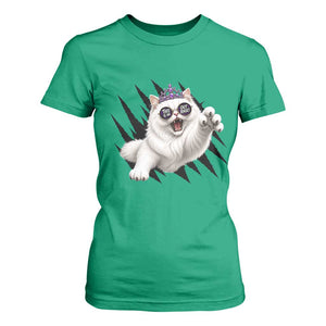 Funny Princess Cat With Featuring Scratch Effect Printed T Shirt For Women This Is An Outrage