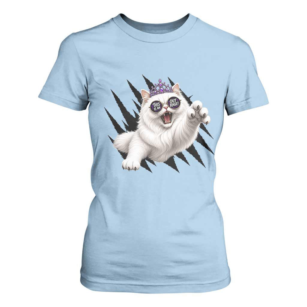 Funny Princess Cat With Featuring Scratch Effect Printed T Shirt For Women This Is An Outrage