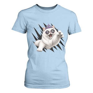 Funny Princess Cat With Featuring Scratch Effect Printed T Shirt For Women This Is An Outrage