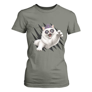 Funny Princess Cat With Featuring Scratch Effect Printed T Shirt For Women This Is An Outrage