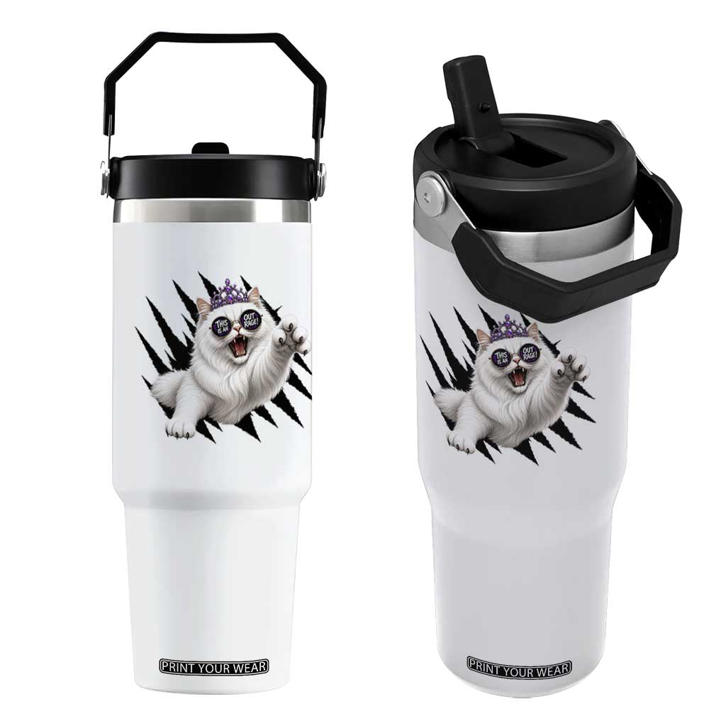 Funny Princess Cat With Featuring Scratch Effect Printed Flip Straw Tumbler This Is An Outrage TS12 One Size: 30 oz White Print Your Wear