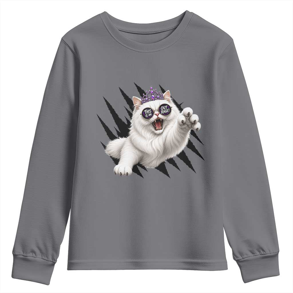 Funny Princess Cat With Featuring Scratch Effect Printed Youth Sweatshirt This Is An Outrage