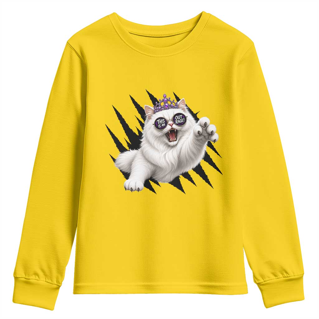 Funny Princess Cat With Featuring Scratch Effect Printed Youth Sweatshirt This Is An Outrage