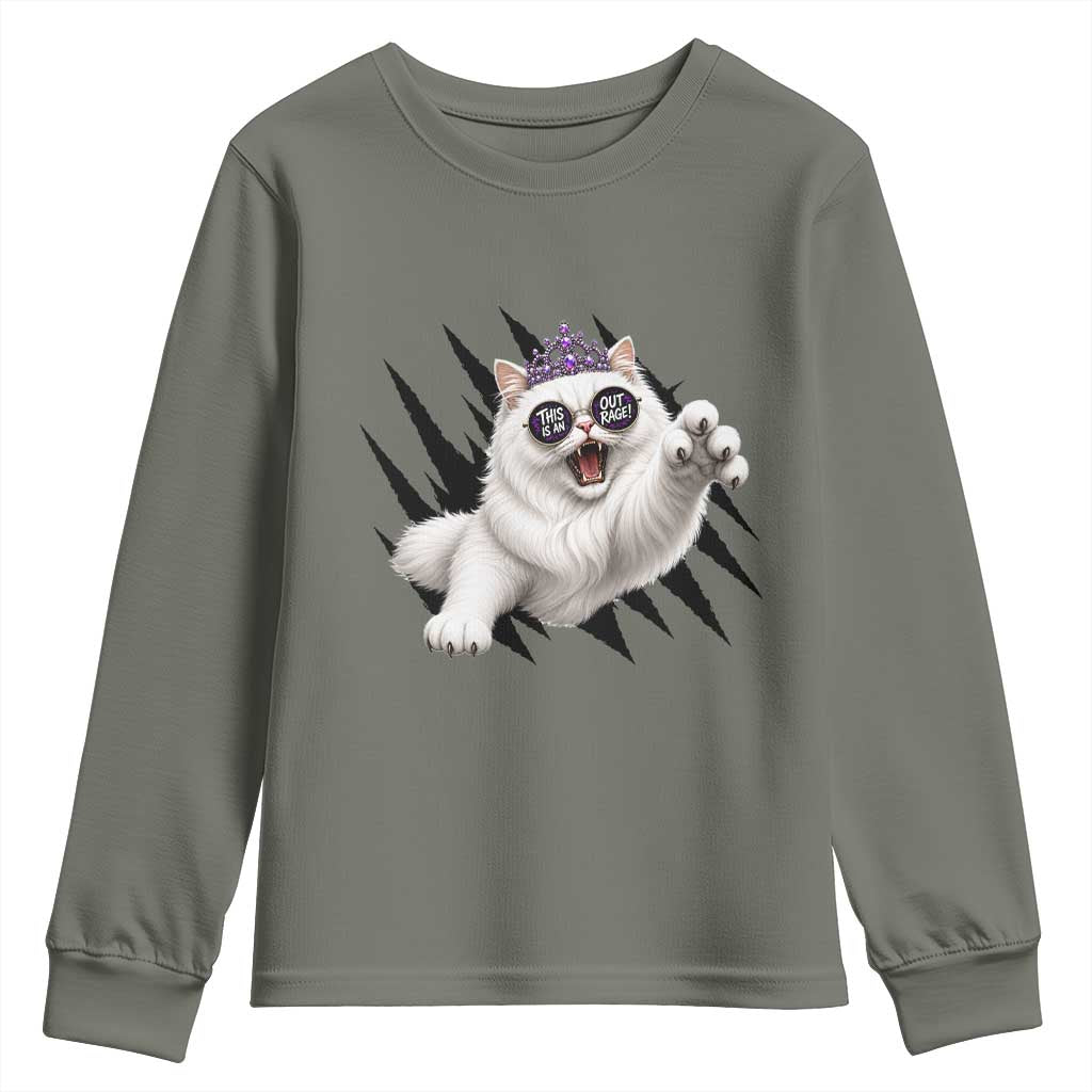 Funny Princess Cat With Featuring Scratch Effect Printed Youth Sweatshirt This Is An Outrage
