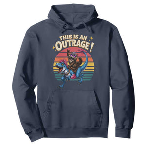 This Is An Outrage Cat Riding Dinosaur Hoodie Sci-Fi Book Lover Gift