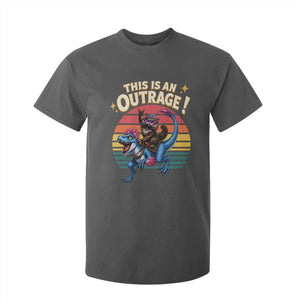 This Is An Outrage Cat Riding Dinosaur T Shirt For Kid Sci-Fi Book Lover Gift