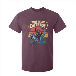 This Is An Outrage Cat Riding Dinosaur T Shirt For Kid Sci-Fi Book Lover Gift