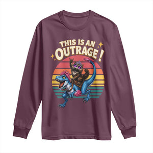 This Is An Outrage Cat Riding Dinosaur Long Sleeve Shirt Sci-Fi Book Lover Gift