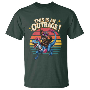 This Is An Outrage Cat Riding Dinosaur T Shirt Sci-Fi Book Lover Gift