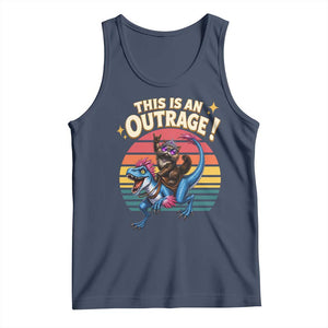 This Is An Outrage Cat Riding Dinosaur Tank Top Sci-Fi Book Lover Gift