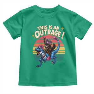 This Is An Outrage Cat Riding Dinosaur Toddler T Shirt Sci-Fi Book Lover Gift