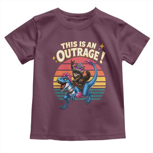 This Is An Outrage Cat Riding Dinosaur Toddler T Shirt Sci-Fi Book Lover Gift