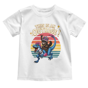 This Is An Outrage Cat Riding Dinosaur Toddler T Shirt Sci-Fi Book Lover Gift