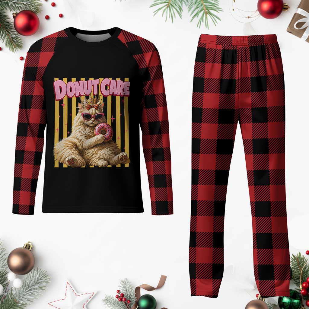 Funny Princess Cat Eating Donut Plaid Pajama Set Sci-Fi Book Lover Gift TS12 Buffalo Plaid Print Your Wear