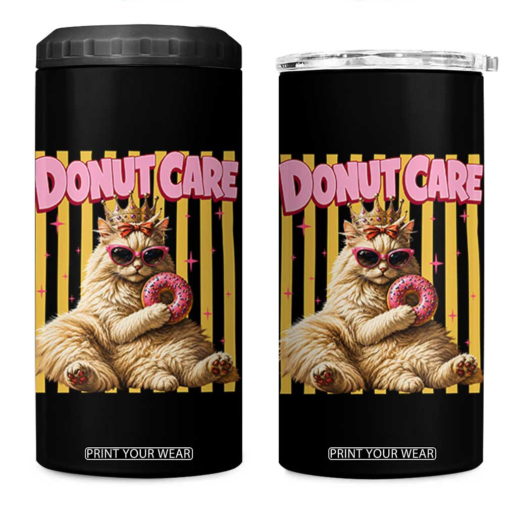 Funny Princess Cat Eating Donut 4 in 1 Can Cooler Tumbler Sci-Fi Book Lover Gift