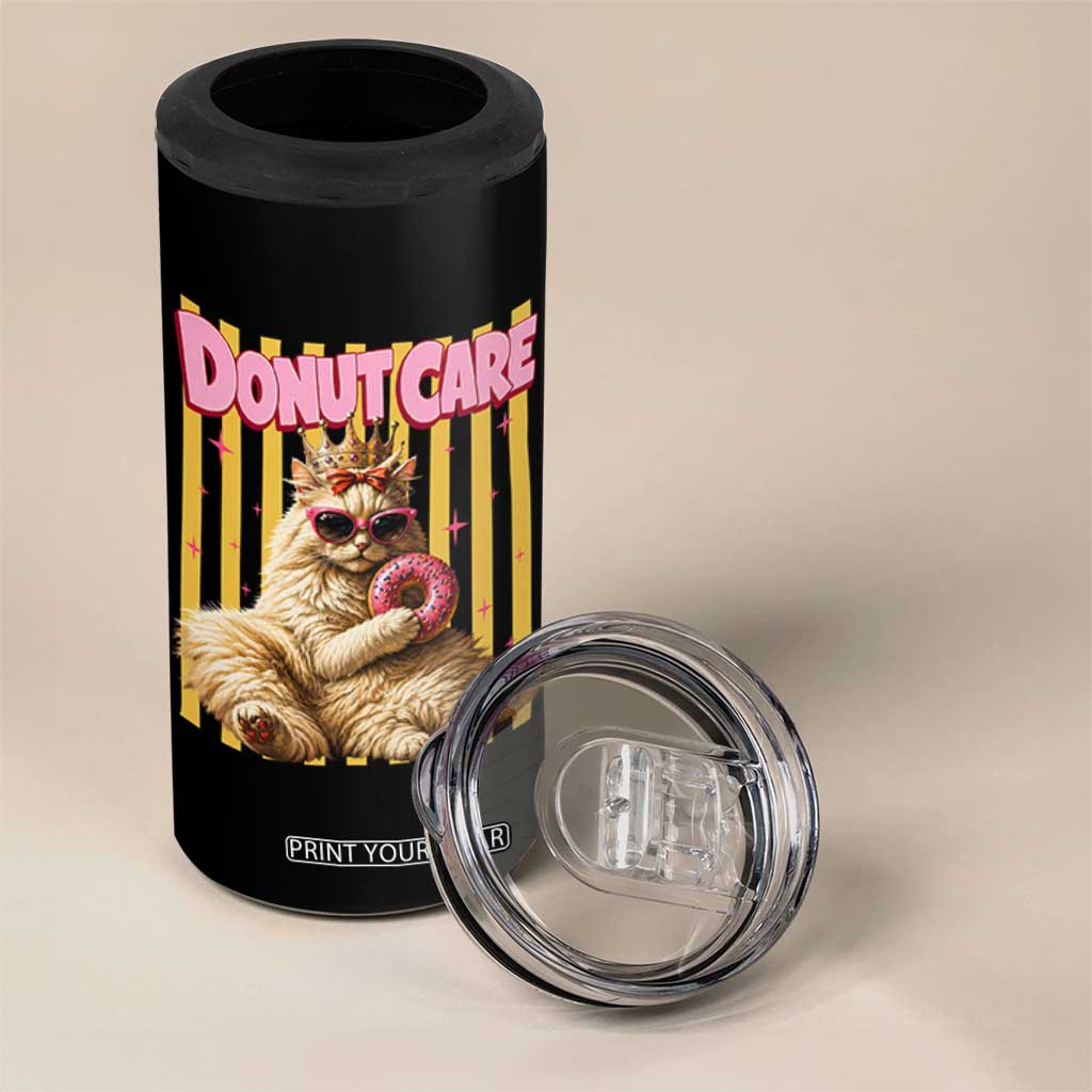 Funny Princess Cat Eating Donut 4 in 1 Can Cooler Tumbler Sci-Fi Book Lover Gift