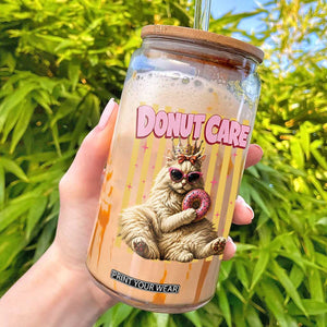 Funny Princess Cat Eating Donut Glass Can Sci-Fi Book Lover Gift
