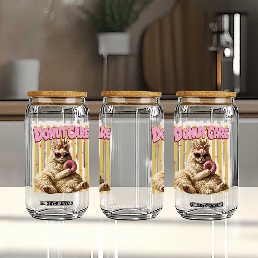 Funny Princess Cat Eating Donut Glass Can Sci-Fi Book Lover Gift