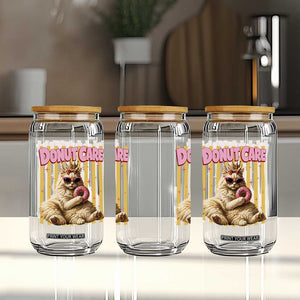 Funny Princess Cat Eating Donut Glass Can Sci-Fi Book Lover Gift