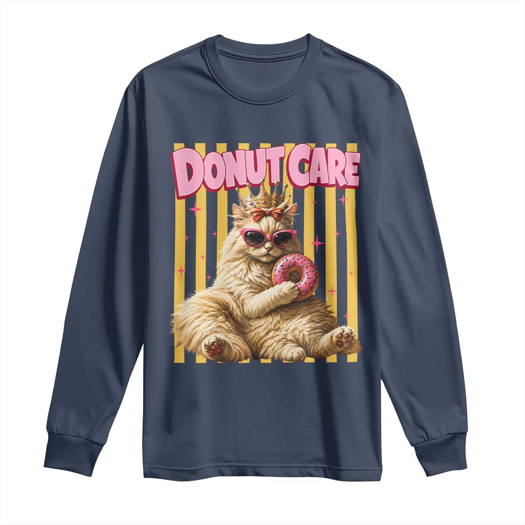 Funny Princess Cat Eating Donut Long Sleeve Shirt Sci-Fi Book Lover Gift