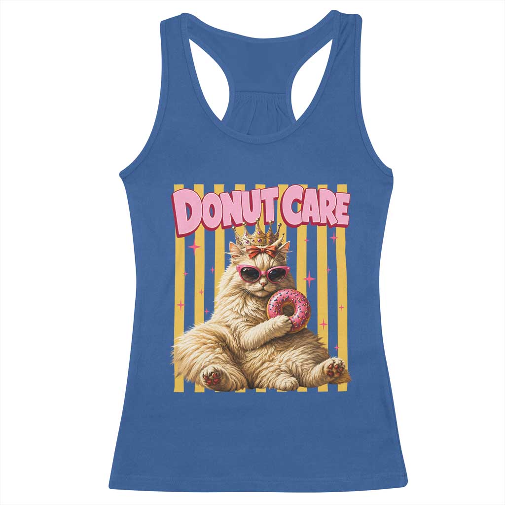 Funny Princess Cat Eating Donut Racerback Tank Top Sci-Fi Book Lover Gift