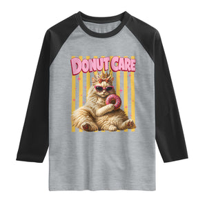 Funny Princess Cat Eating Donut Raglan Shirt Sci-Fi Book Lover Gift