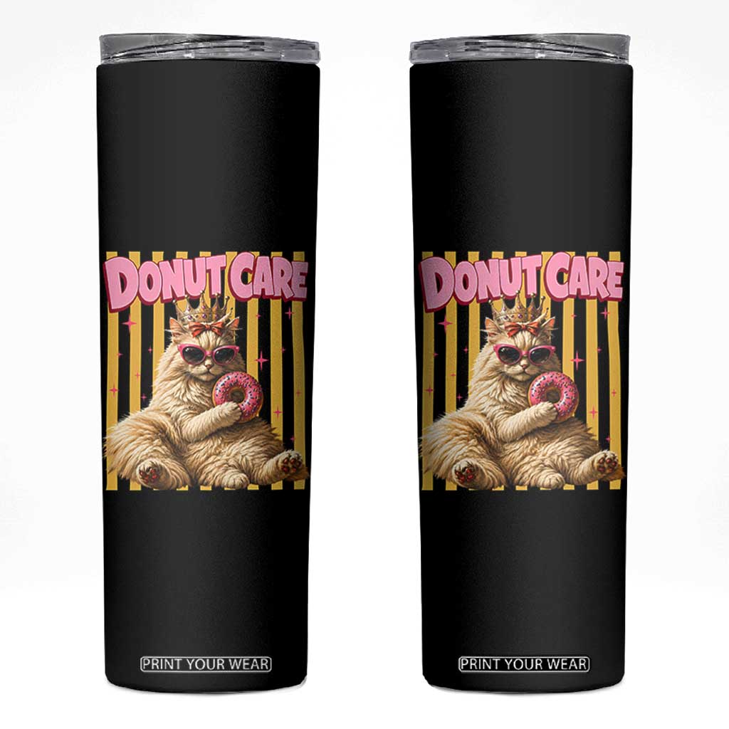 Funny Princess Cat Eating Donut Skinny Tumbler Sci-Fi Book Lover Gift TS12 Black Print Your Wear