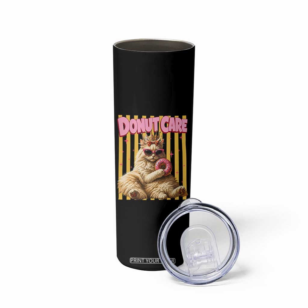 Funny Princess Cat Eating Donut Skinny Tumbler Sci-Fi Book Lover Gift