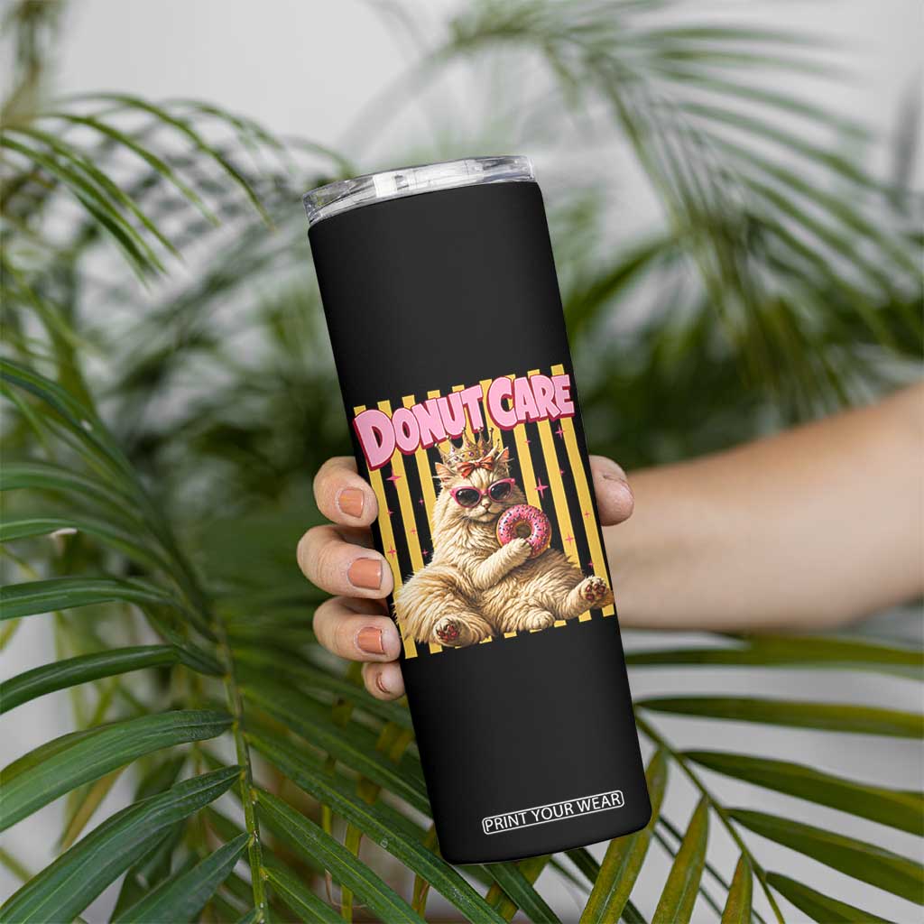 Funny Princess Cat Eating Donut Skinny Tumbler Sci-Fi Book Lover Gift