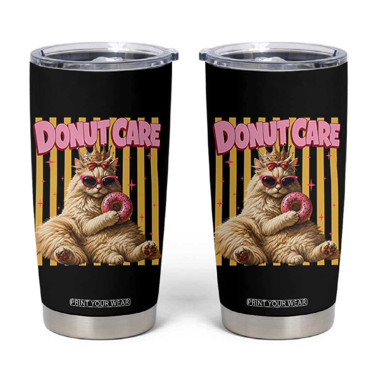 Funny Princess Cat Eating Donut Tumbler Cup Sci-Fi Book Lover Gift TS12 Black Print Your Wear