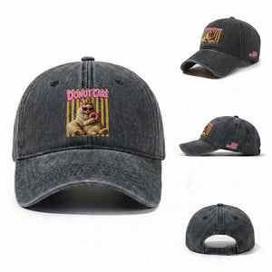 Funny Princess Cat Eating Donut Washed Cotton Baseball Cap Sci-Fi Book Lover Gift