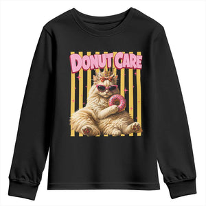 Funny Princess Cat Eating Donut Youth Sweatshirt Sci-Fi Book Lover Gift