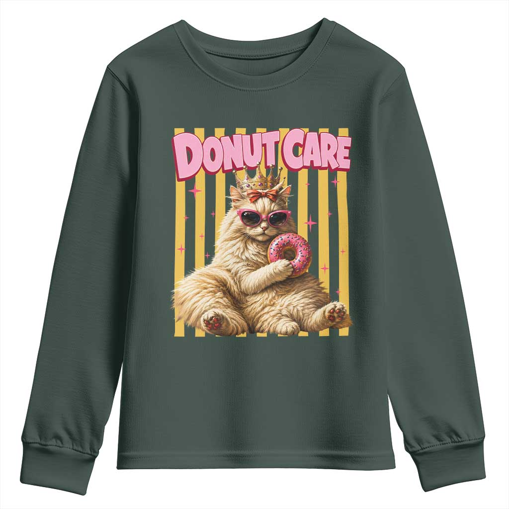 Funny Princess Cat Eating Donut Youth Sweatshirt Sci-Fi Book Lover Gift