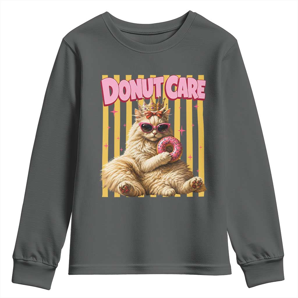 Funny Princess Cat Eating Donut Youth Sweatshirt Sci-Fi Book Lover Gift