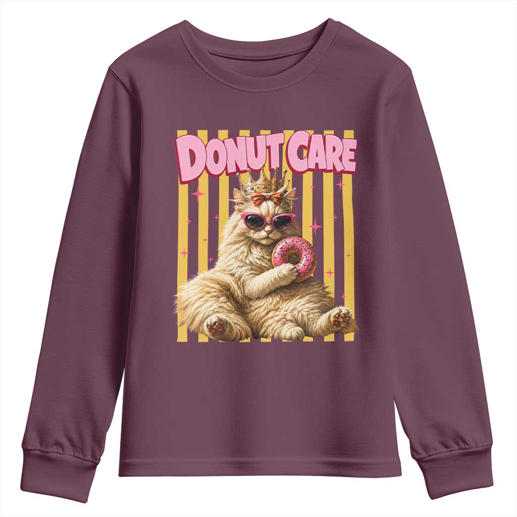 Funny Princess Cat Eating Donut Youth Sweatshirt Sci-Fi Book Lover Gift