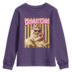 Funny Princess Cat Eating Donut Youth Sweatshirt Sci-Fi Book Lover Gift