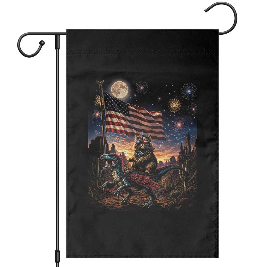 Funny Princess Cat On Dinosaur Patriotic Freedom Gift Garden Flag TS12 Black Print Your Wear