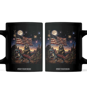 Funny Princess Cat On Dinosaur Patriotic Freedom Gift Coffee Mug
