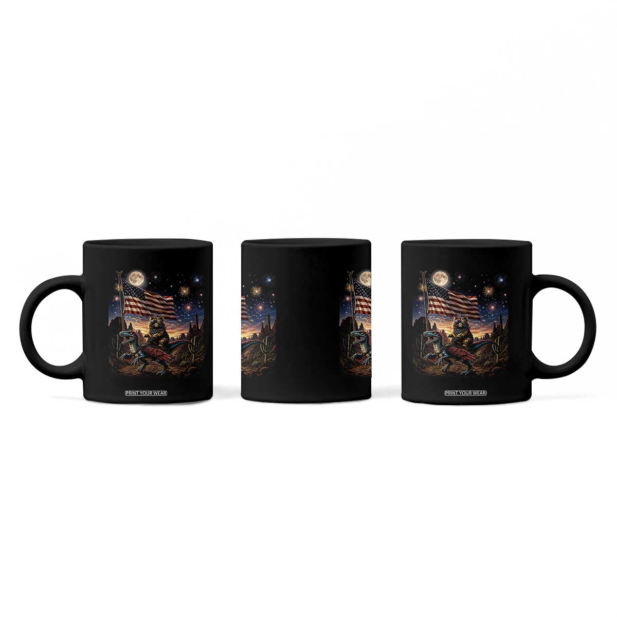 Funny Princess Cat On Dinosaur Patriotic Freedom Gift Coffee Mug