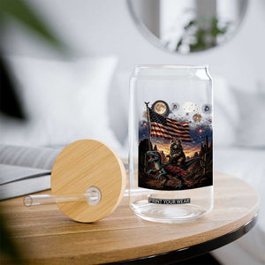 Funny Princess Cat On Dinosaur Patriotic Freedom Gift Glass Can