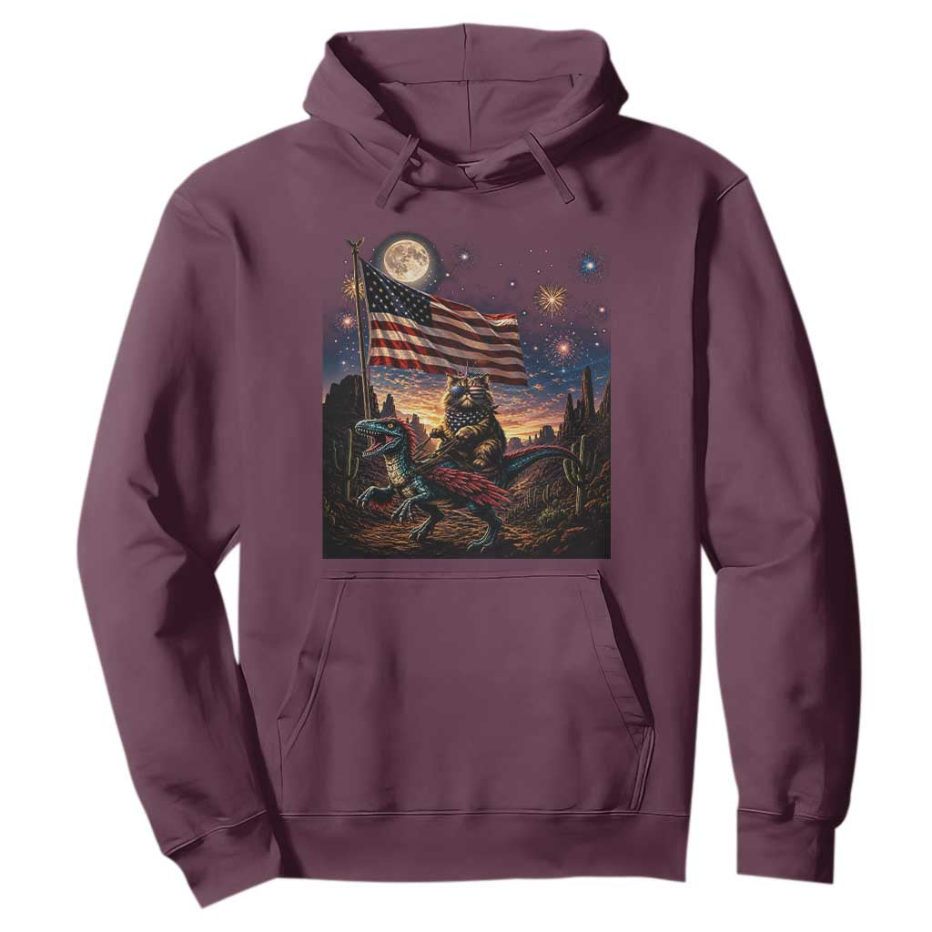 Funny Princess Cat On Dinosaur Patriotic Freedom Gift Hoodie