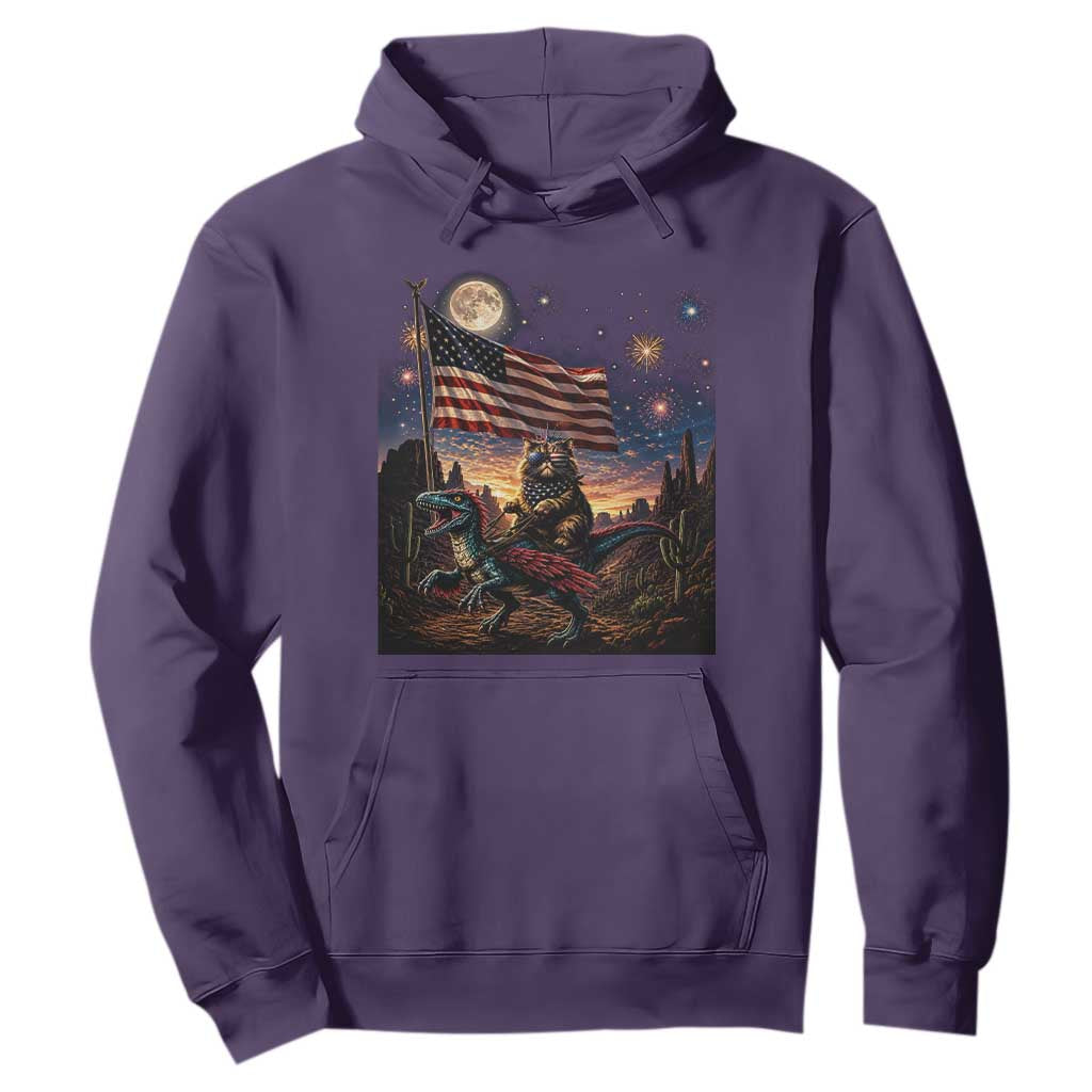 Funny Princess Cat On Dinosaur Patriotic Freedom Gift Hoodie