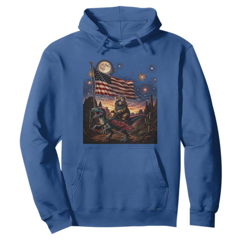 Funny Princess Cat On Dinosaur Patriotic Freedom Gift Hoodie