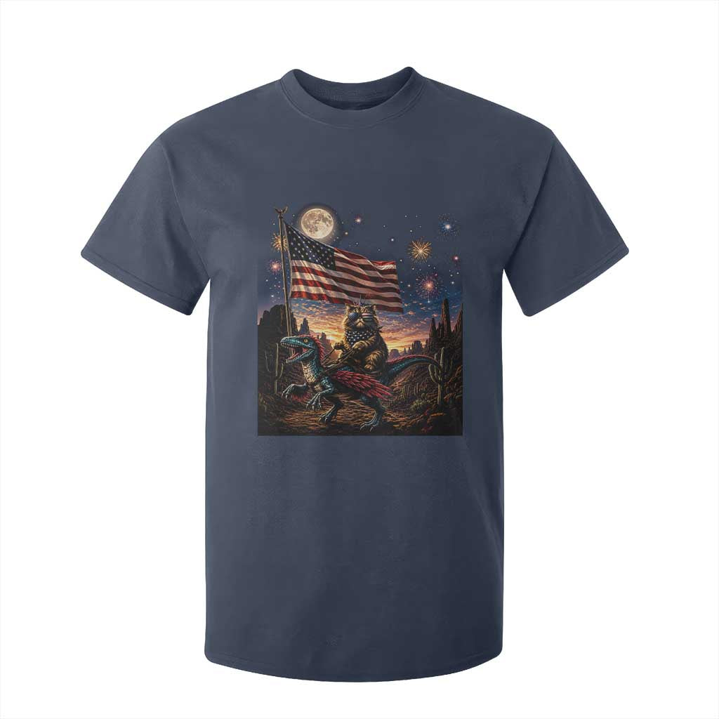 Funny Princess Cat On Dinosaur Patriotic Freedom Gift T Shirt For Kid