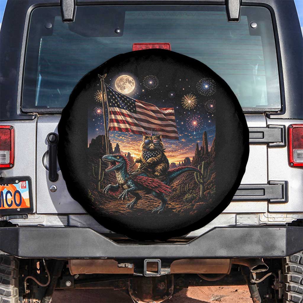 Funny Princess Cat On Dinosaur Patriotic Freedom Gift Spare Tire Cover TS12 No hole Black Print Your Wear