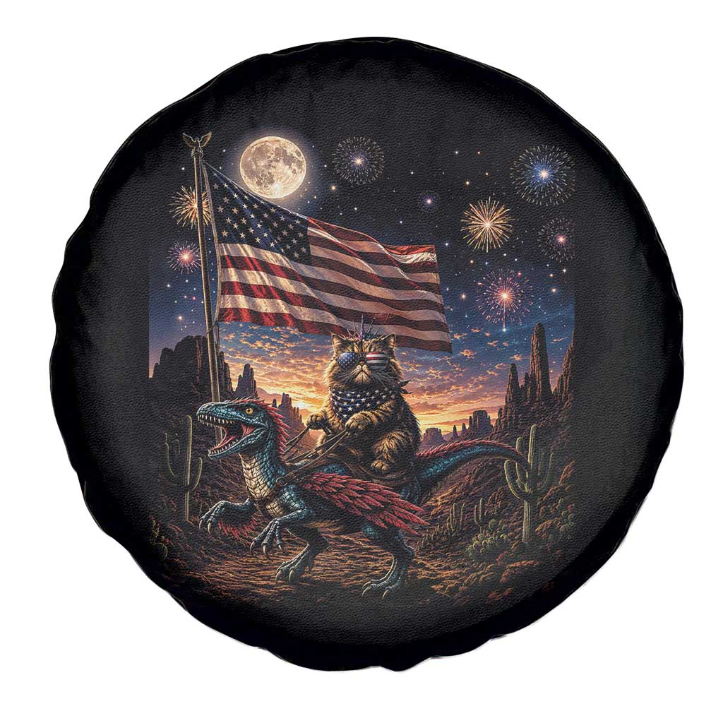 Funny Princess Cat On Dinosaur Patriotic Freedom Gift Spare Tire Cover