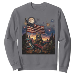 Funny Princess Cat On Dinosaur Patriotic Freedom Gift Sweatshirt