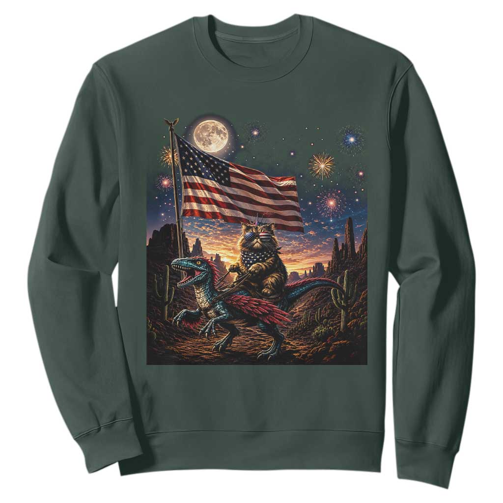 Funny Princess Cat On Dinosaur Patriotic Freedom Gift Sweatshirt
