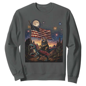 Funny Princess Cat On Dinosaur Patriotic Freedom Gift Sweatshirt