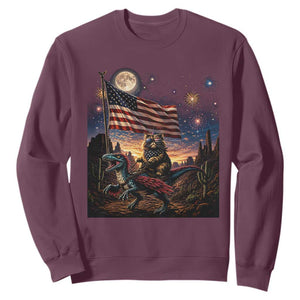 Funny Princess Cat On Dinosaur Patriotic Freedom Gift Sweatshirt